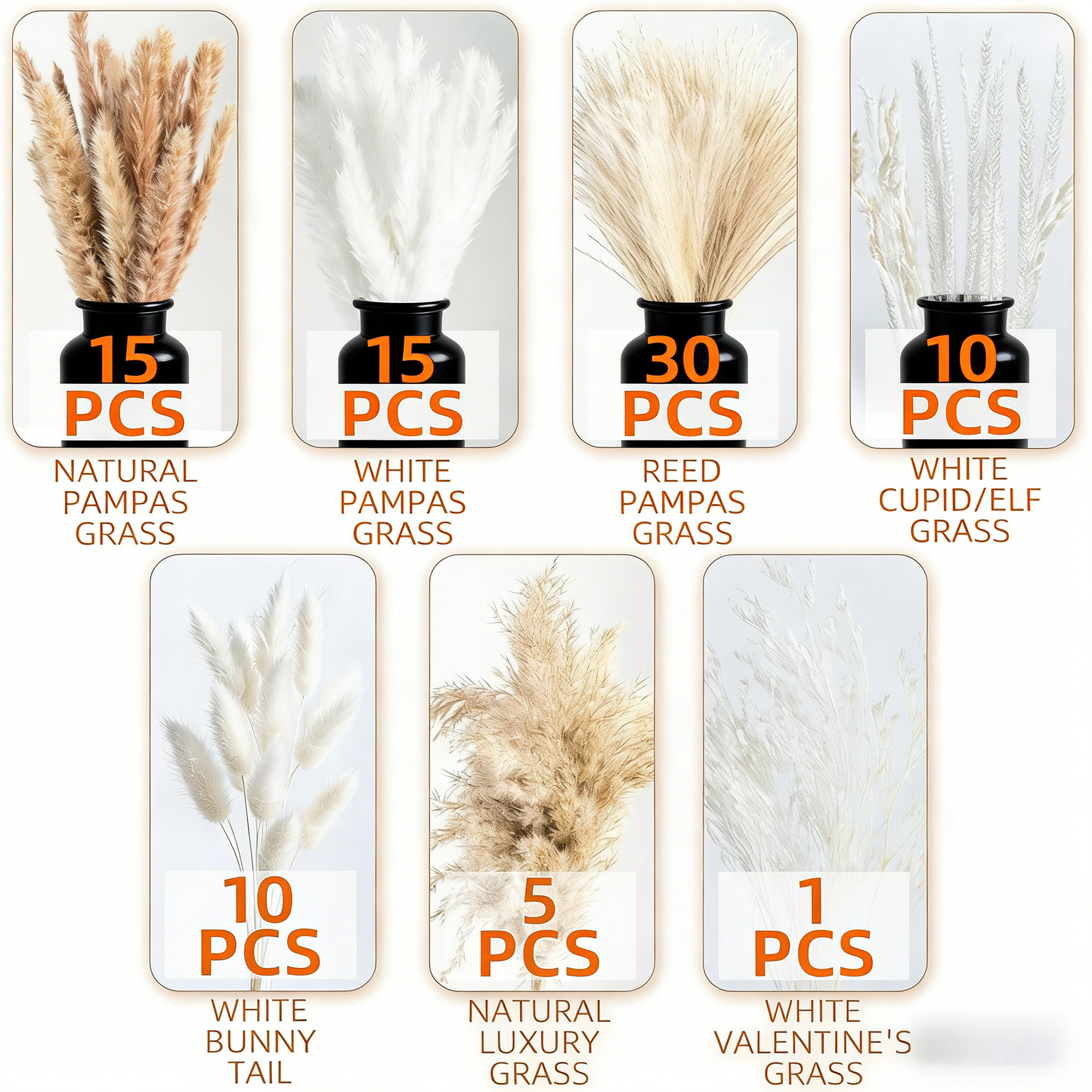 96 Pcs Dried Pampas Grass Bouquet - 17 Inch Natural Boho Home Decor