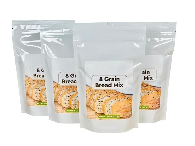 8 Grain Bread Mix Pack of 4 - All-Natural Multigrain Baking Mix for Bread Machine and Oven - 15 oz - Multigrain Grain Mix for with Flax, Millet & Rye - Easy-to-Use Breads Maker Mix for Homemade Baking
