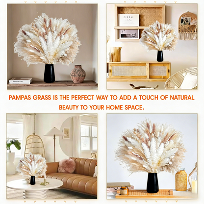 96 Pcs Dried Pampas Grass Bouquet - 17 Inch Natural Boho Home Decor