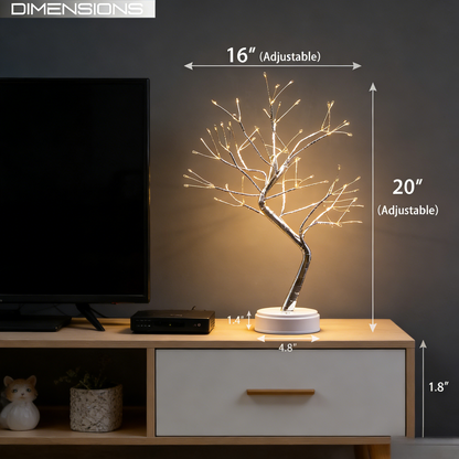 Adjustable LED Tree Table Lamp - 20 Inch Lighted Bonsai Tree for Home Decor