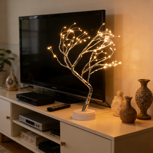 Adjustable LED Tree Table Lamp - 20 Inch Lighted Bonsai Tree for Home Decor