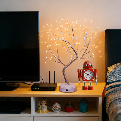 Adjustable LED Tree Table Lamp - 20 Inch Lighted Bonsai Tree for Home Decor