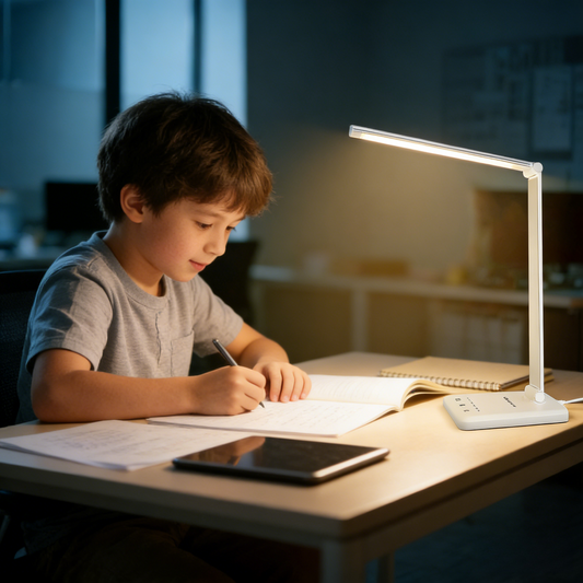 Dimmable LED Desk Lamp with USB Charging Port - 5 Color Temperatures for Study & Work