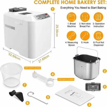 FreshLoaf™Smart Bread Maker: Auto Dispenser, 15 Presets, 2LB Capacity