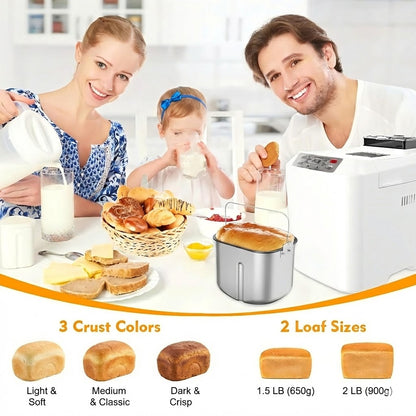 FreshLoaf™Smart Bread Maker: Auto Dispenser, 15 Presets, 2LB Capacity