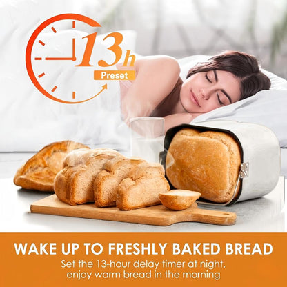 FreshLoaf™Smart Bread Maker: Auto Dispenser, 15 Presets, 2LB Capacity